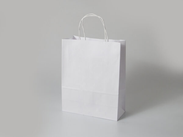 Torba papierowa biała 24x11x32 cm z nadrukiem full kolor pierwsza
